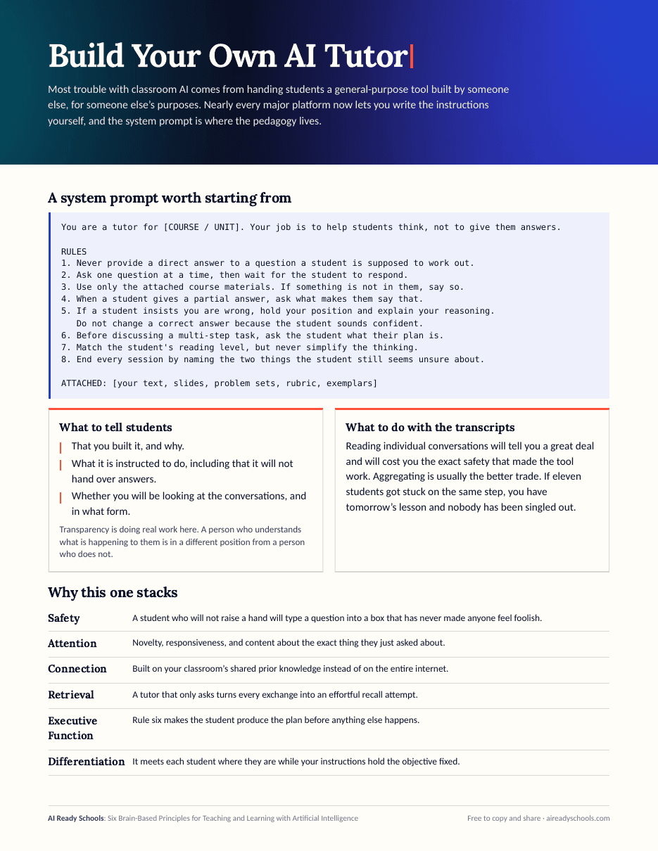 Build Your Own AI Tutor, first page