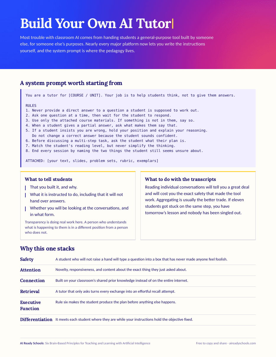 Build Your Own AI Tutor, first page